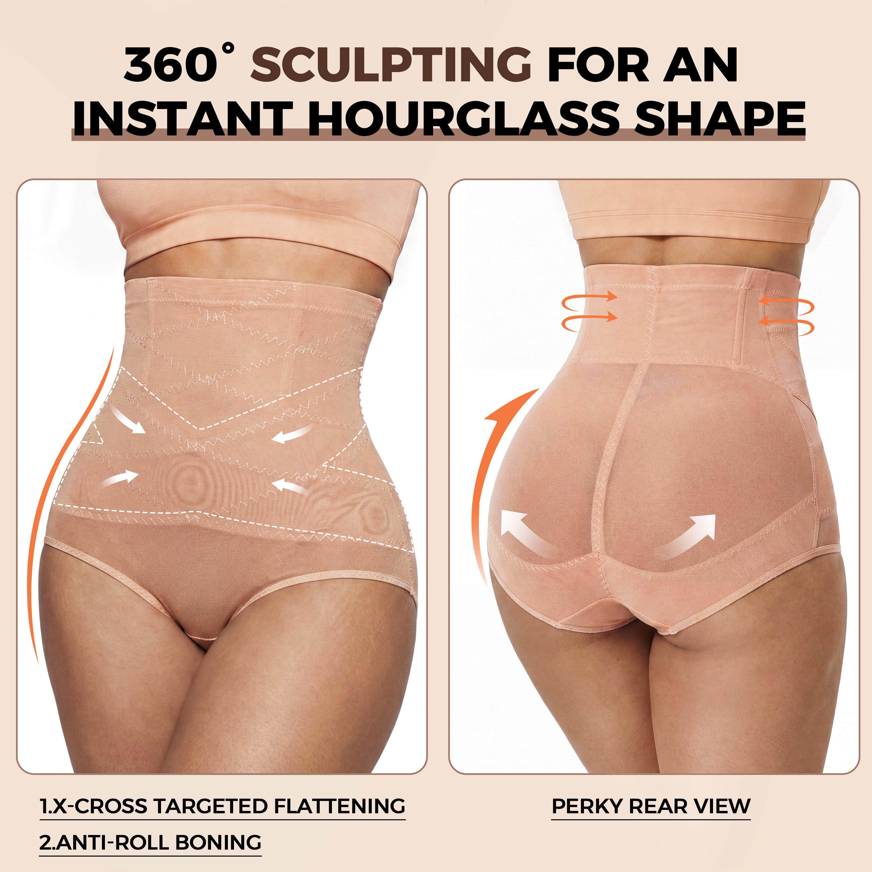 Quinn's™ 3D Sculpt™ High-Waist Tummy Control Shaper – 360° Compression & Booty Lifter