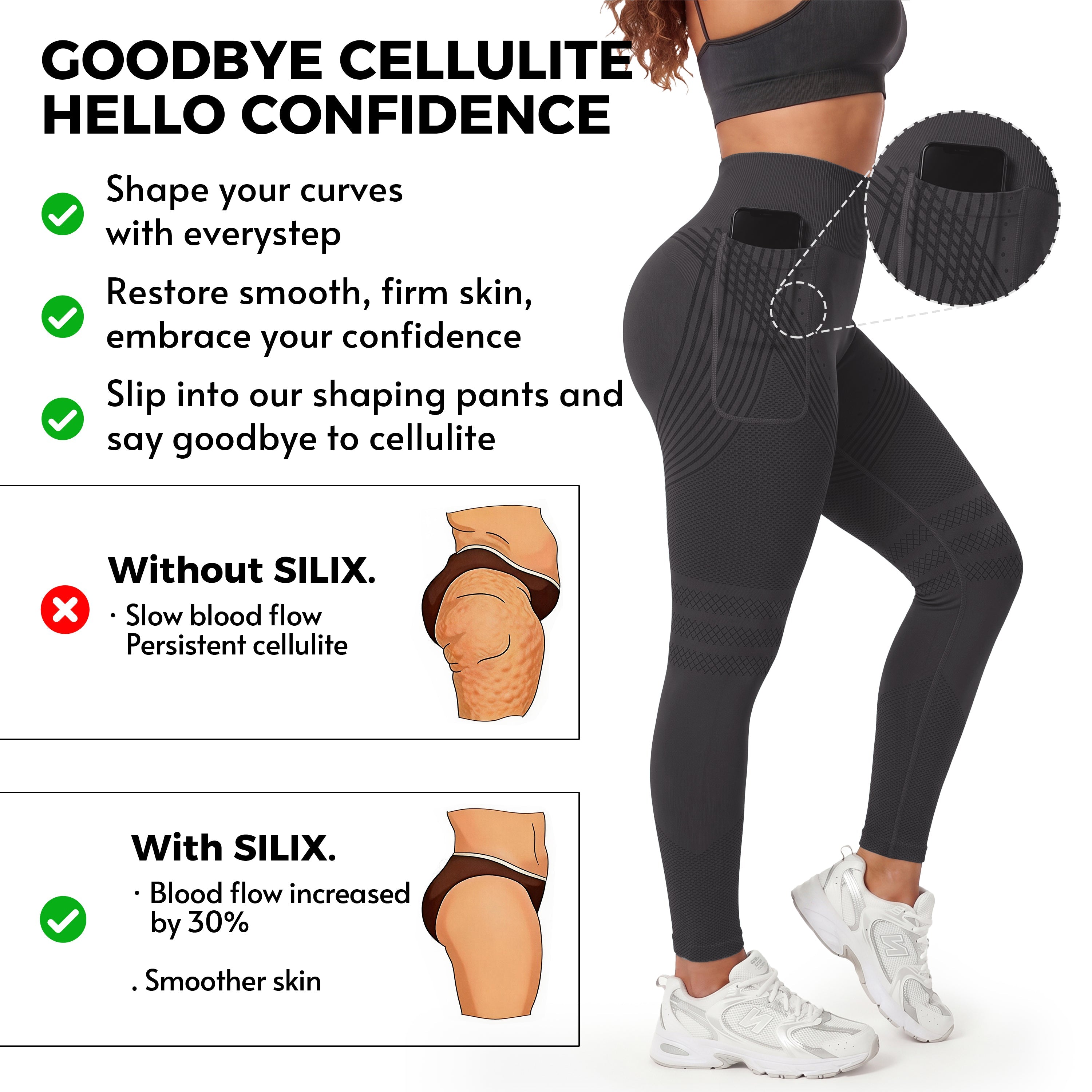 Quinn's™  Right Side Pocket Anti-Cellulite Sculpting Leggings