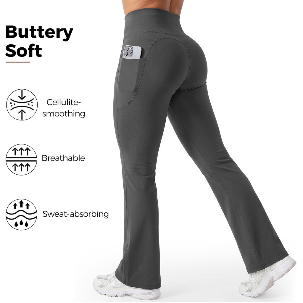 High-Waisted Tummy Control Pocket Flare Leggings