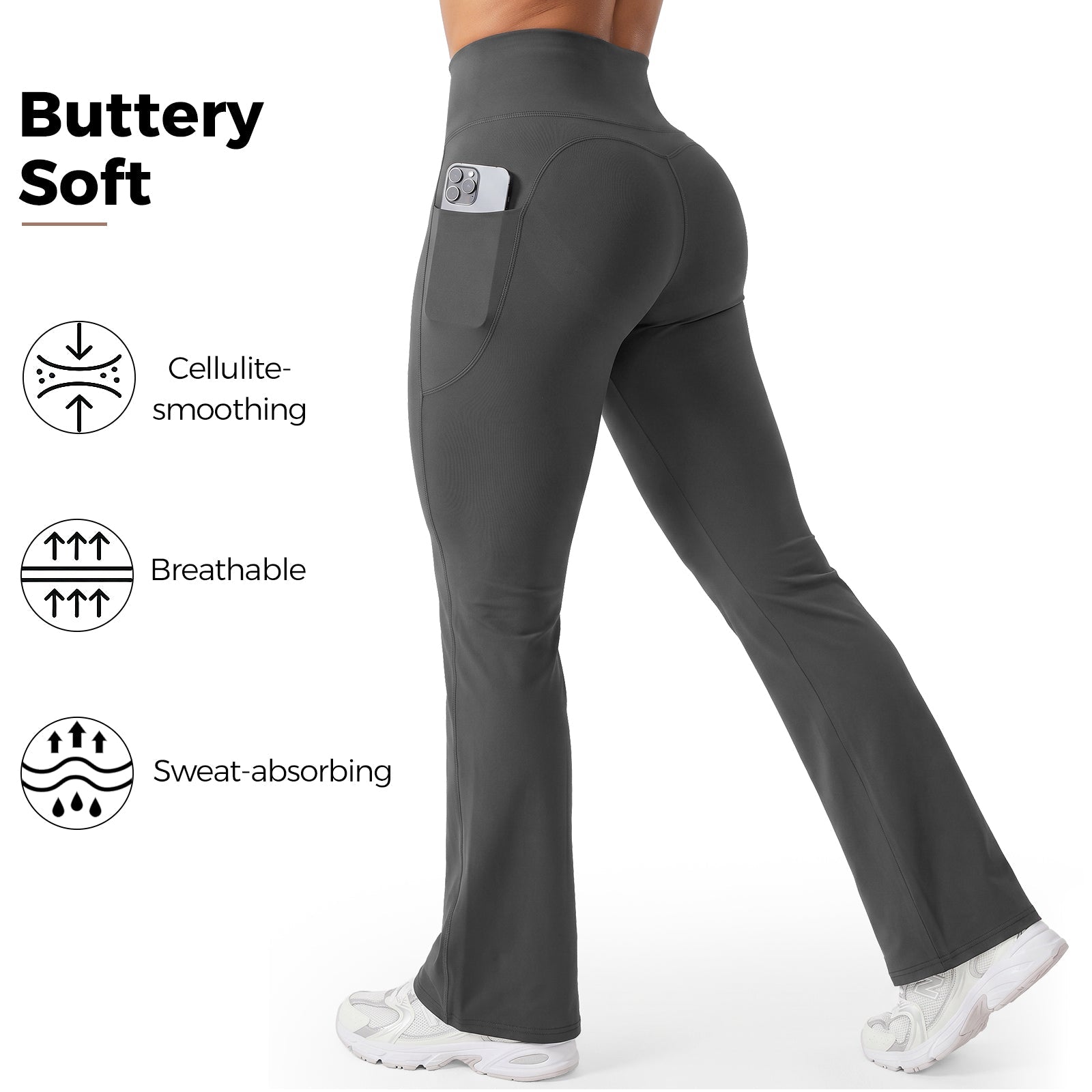 High-Waisted Tummy Control Pocket Flare Leggings
