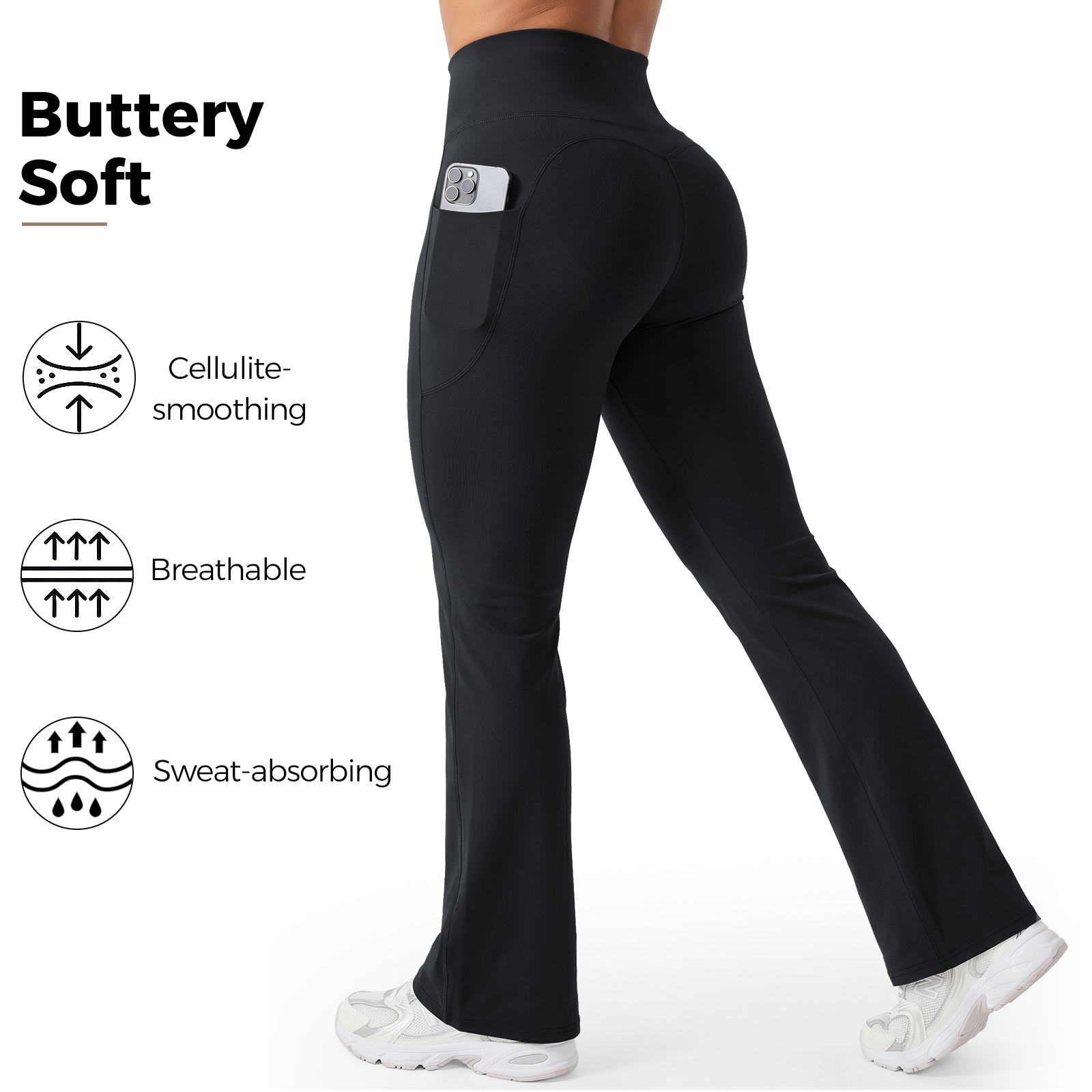High-Waisted Tummy Control Pocket Flare Leggings