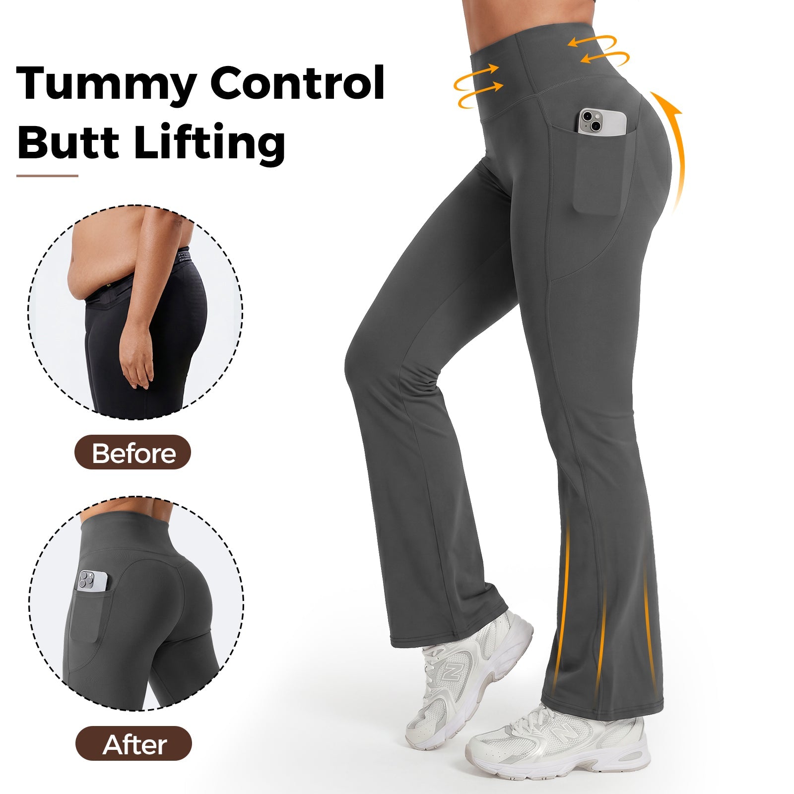 High-Waisted Tummy Control Pocket Flare Leggings