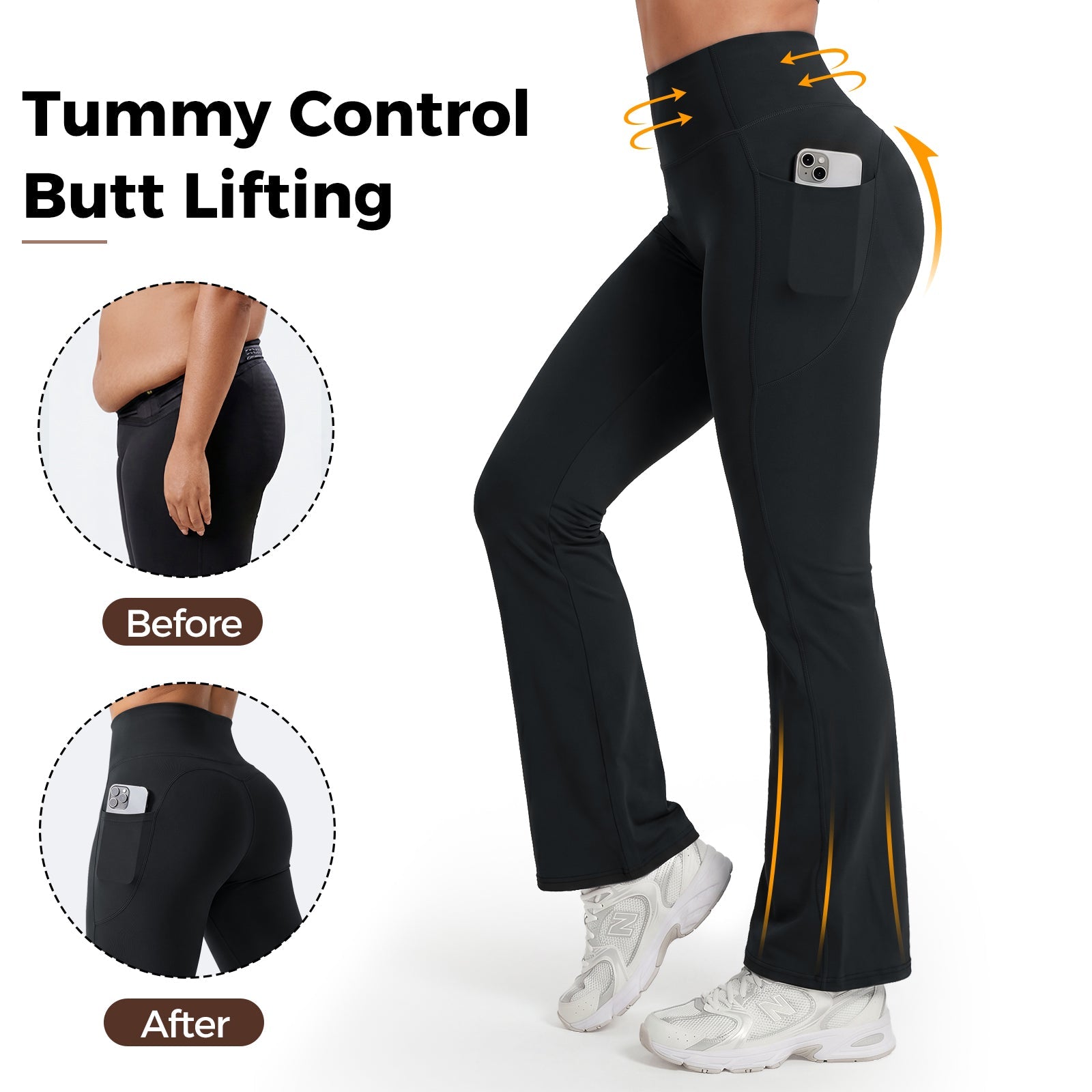 High-Waisted Tummy Control Pocket Flare Leggings