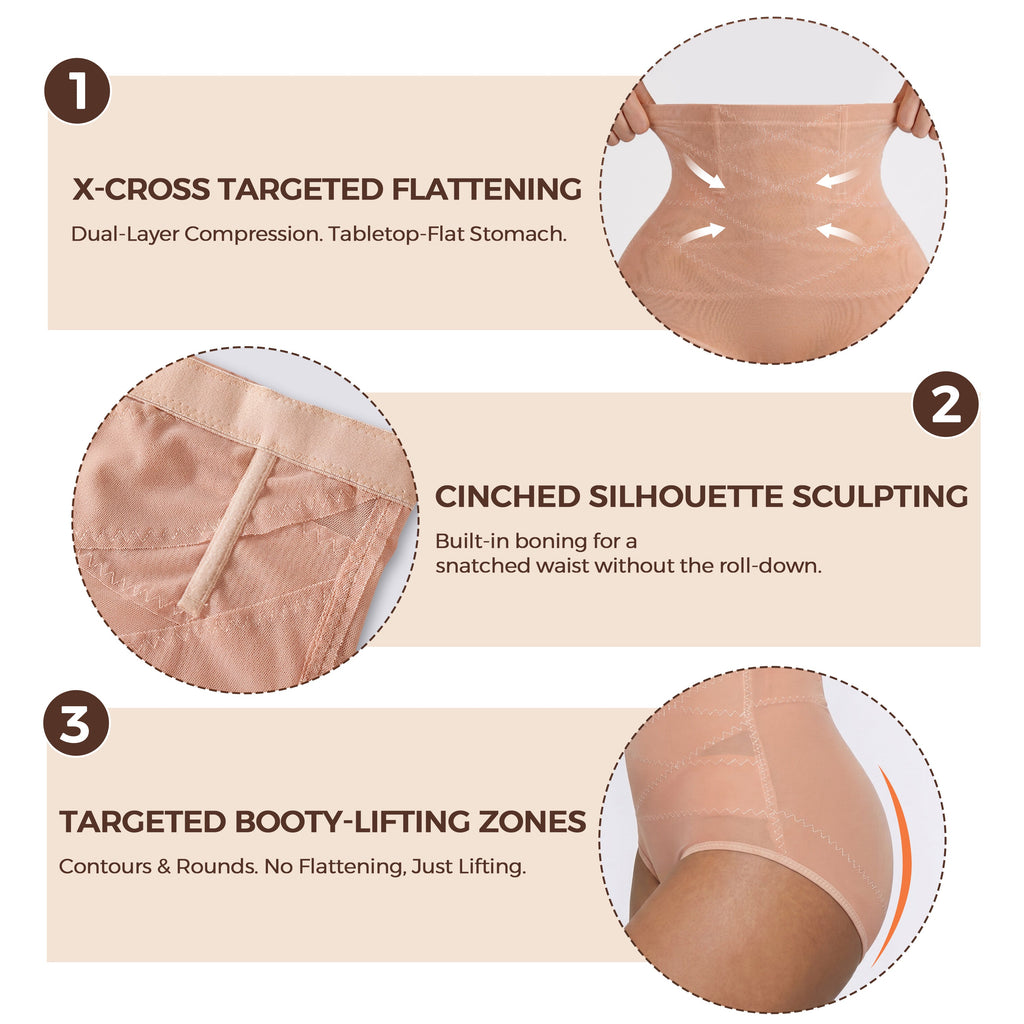 Quinn's™ 3D Sculpt™ High-Waist Tummy Control Shaper – 360° Compression & Booty Lifter