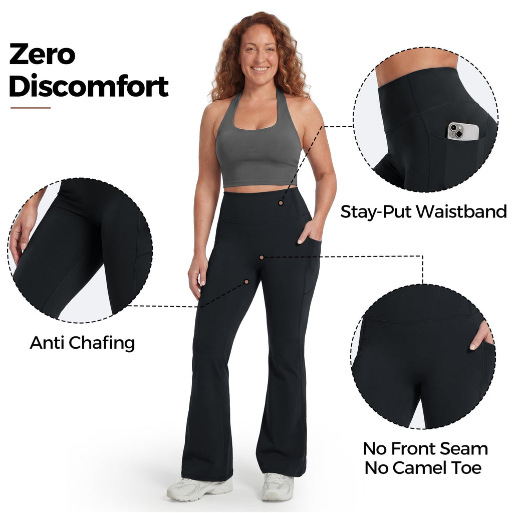 High-Waisted Tummy Control Pocket Flare Leggings