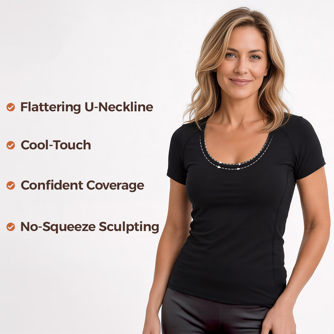 Quinn's™ Seamless U-Neck Active Tee | Cool-Touch Sculpting Workout Top