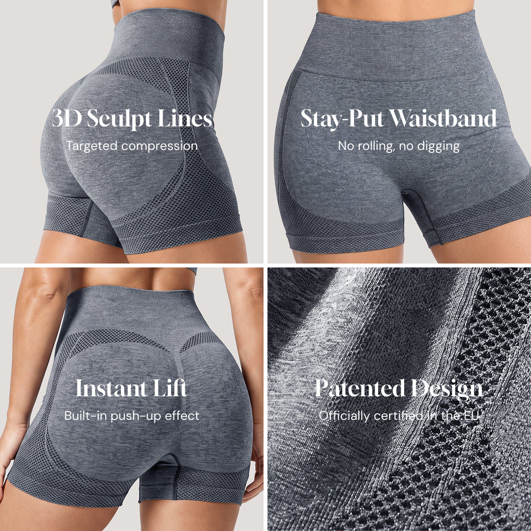 3D CelluSmooth High-Waisted Compression Booty Shorts |Quinn's™