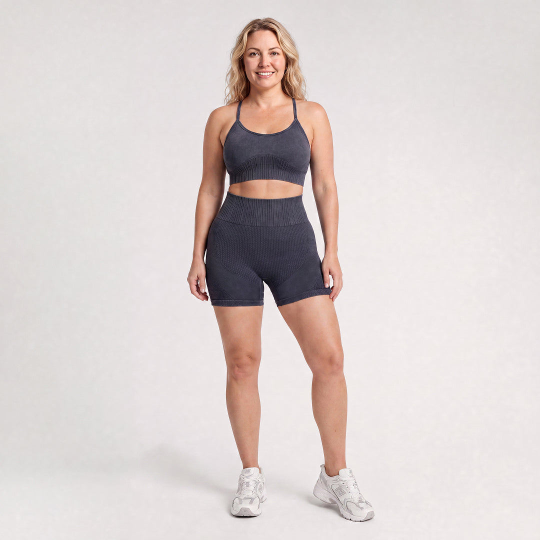 3D CelluSmooth Sand Washed Fabric High-Waisted Tummy-Control Booty Shorts | Quinn's™