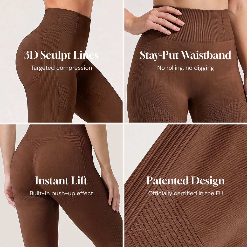 Quinn's™ 3D CelluSmooth Ribbed Ruched Sculpting & Smoothing 7/8 Leggings
