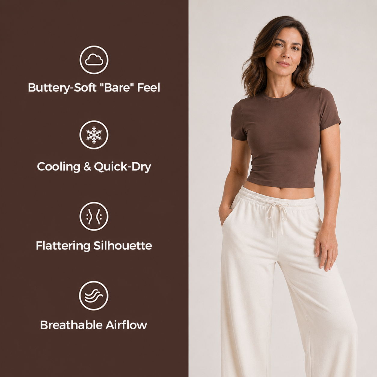 Quinn's™ AuraFlow Bareform Crew Neck Tee | Ultra-Soft, Flattering Drape Active Top