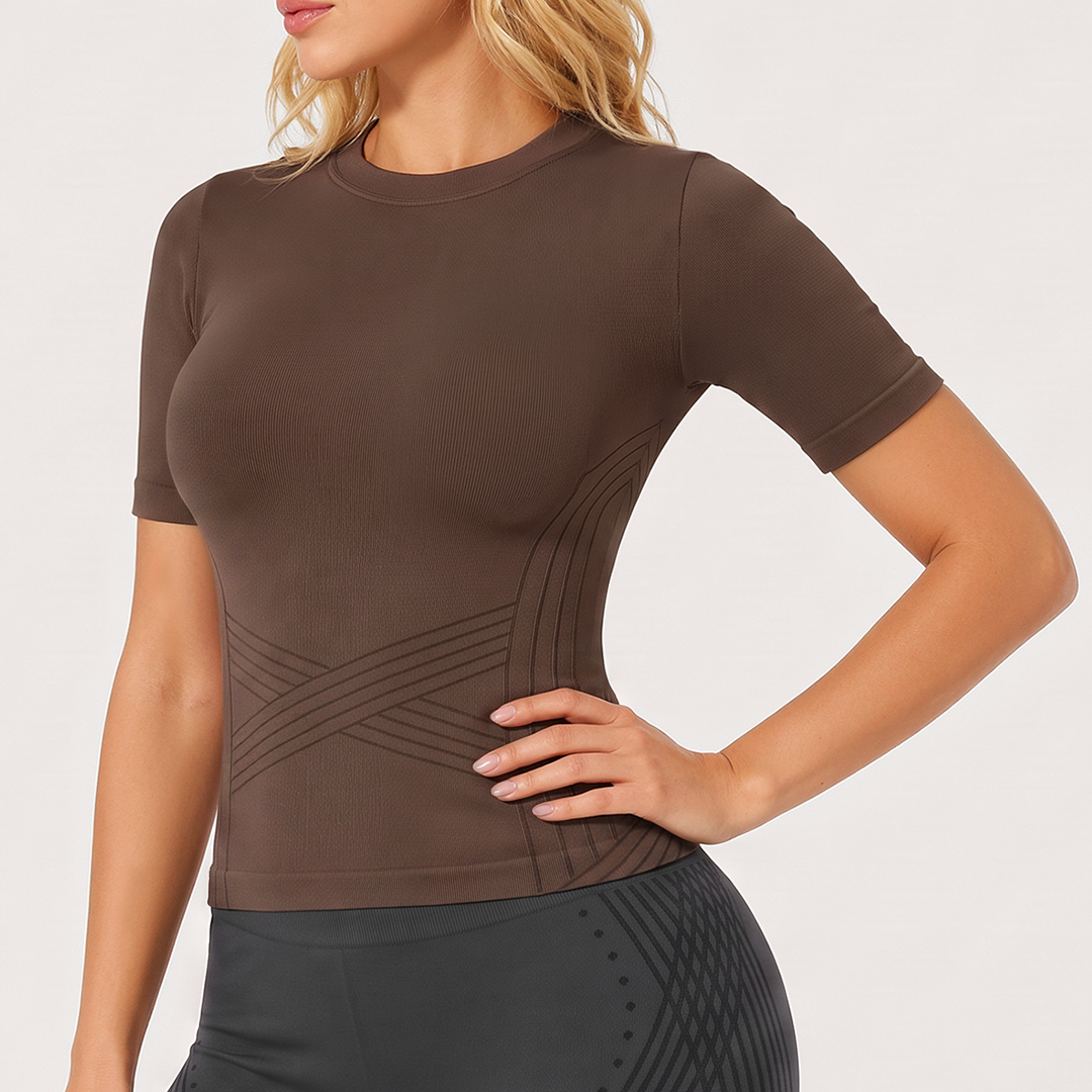 3D CelluSmooth Contour Sculpting Short Sleeve Workout Top | Quinn's™