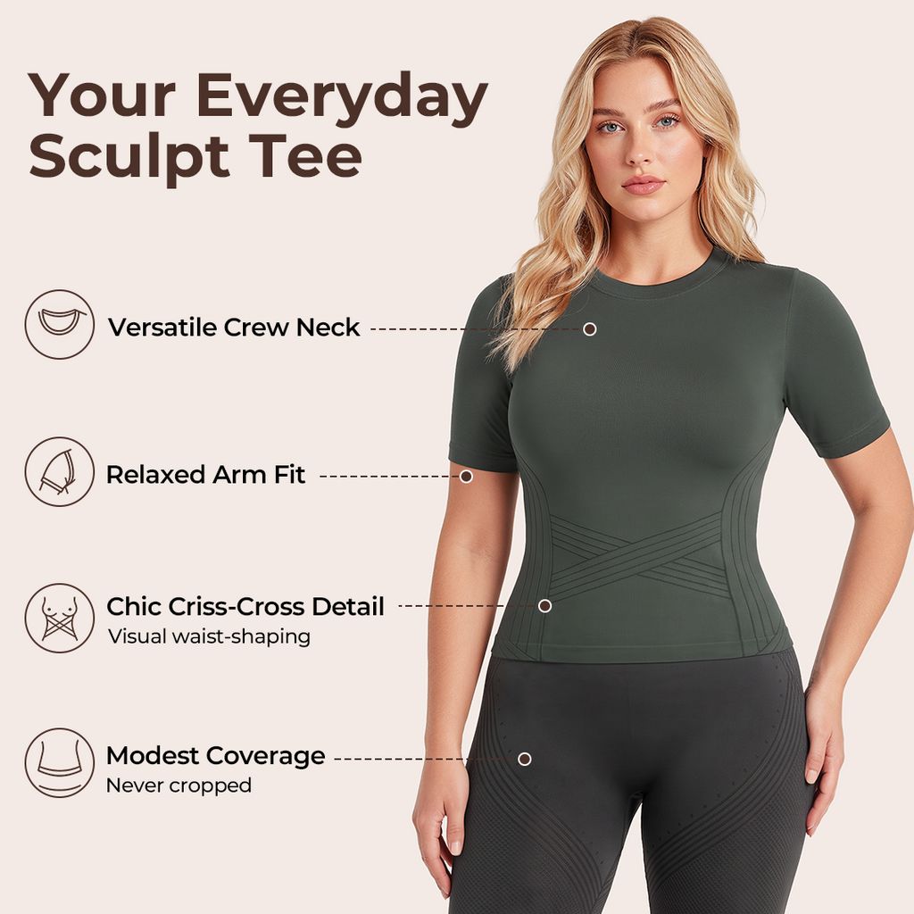 3D CelluSmooth Contour Sculpting Short Sleeve Workout Top | Quinn's™
