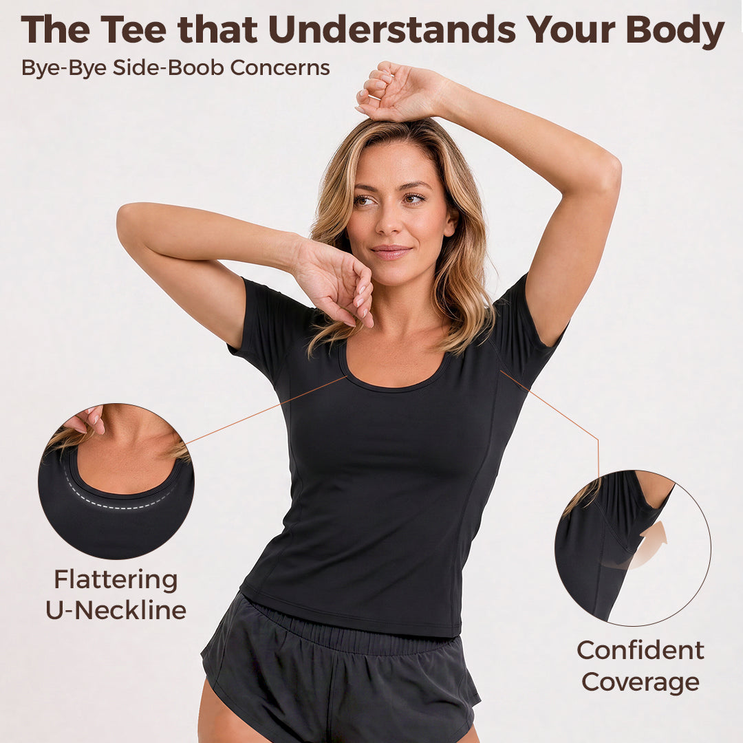 Quinn's™ Seamless U-Neck Active Tee | Cool-Touch Sculpting Workout Top