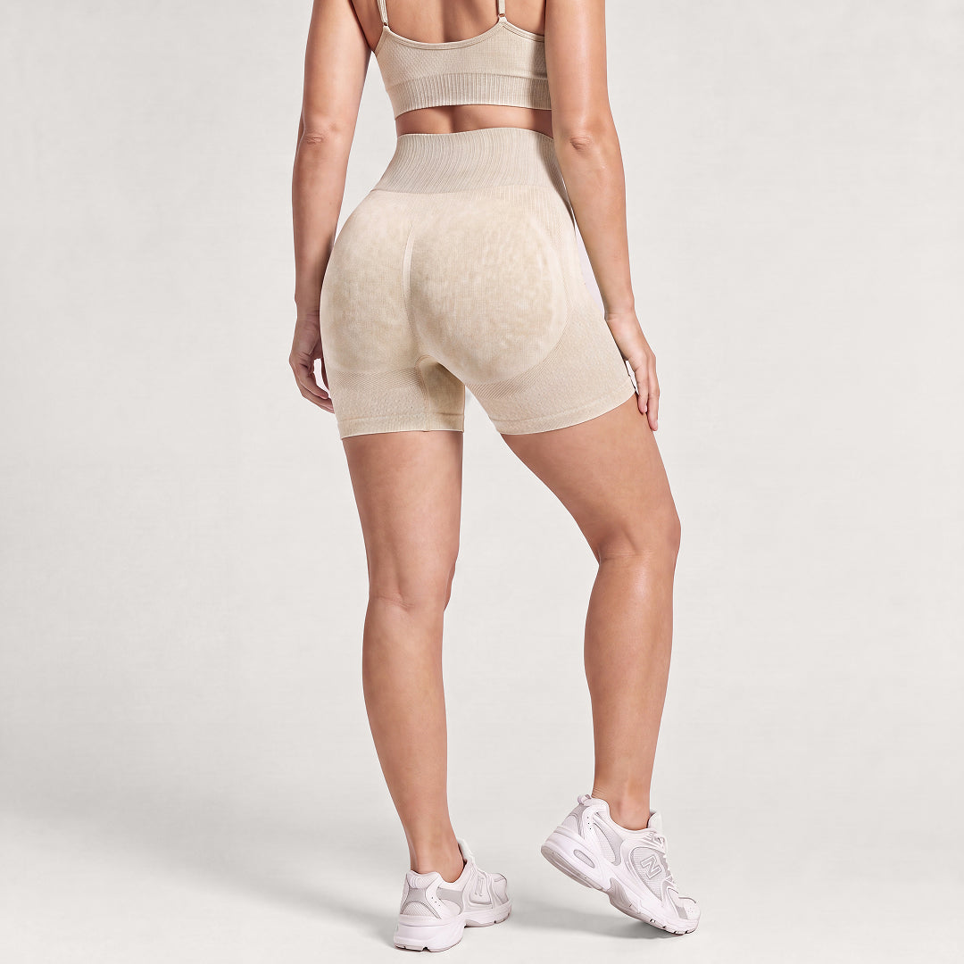 3D CelluSmooth Sand Washed Fabric High-Waisted Tummy-Control Booty Shorts | Quinn's™