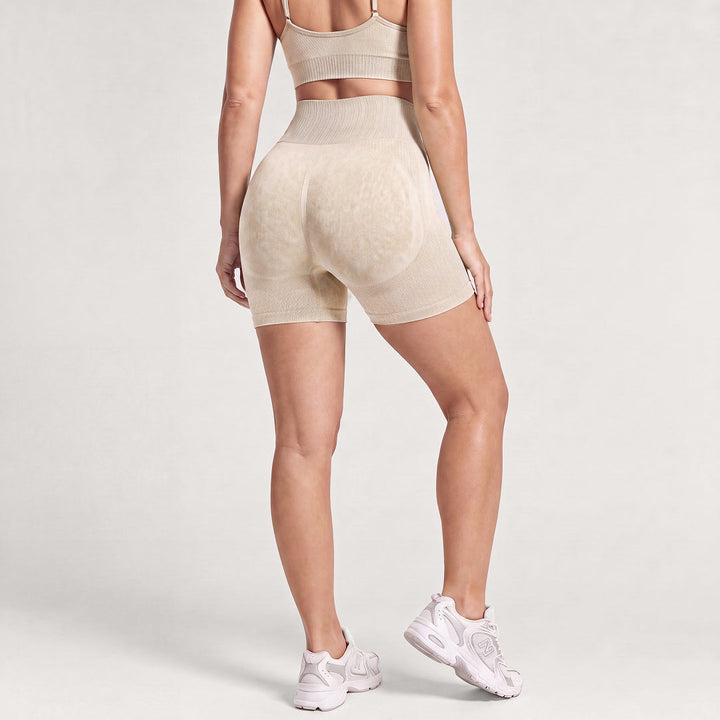 3D CelluSmooth Sand Washed Fabric High-Waisted Tummy-Control Booty Shorts | Quinn's™