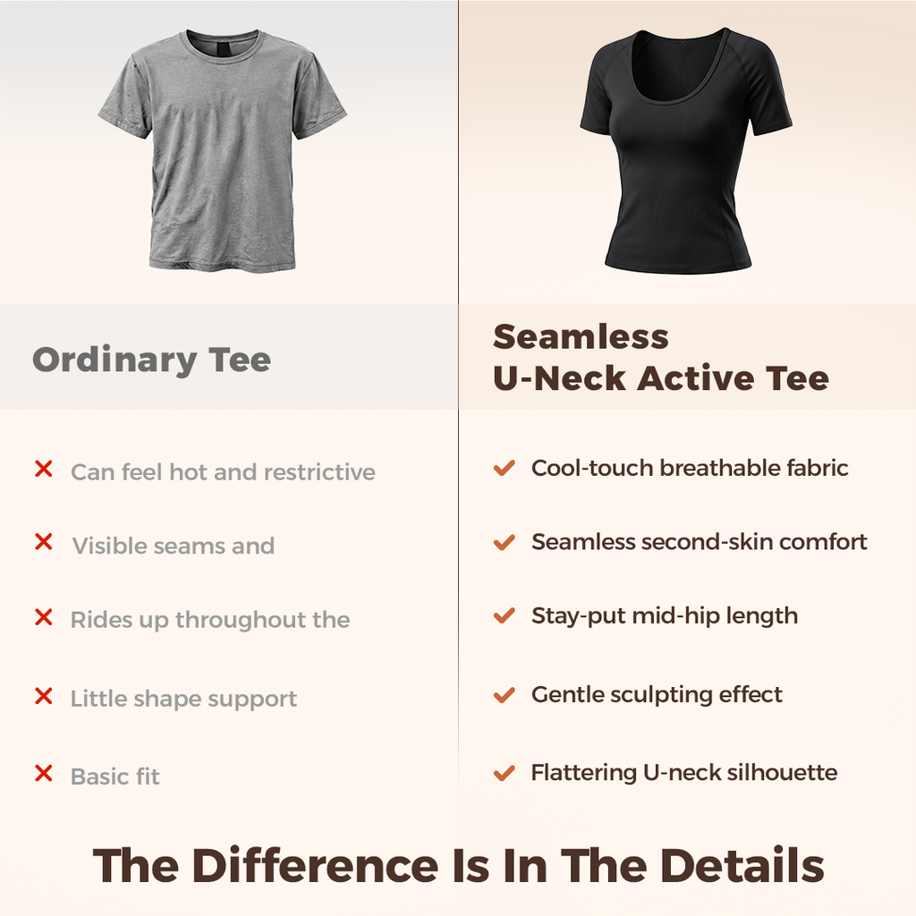 Quinn's™ Seamless U-Neck Active Tee | Cool-Touch Sculpting Workout Top