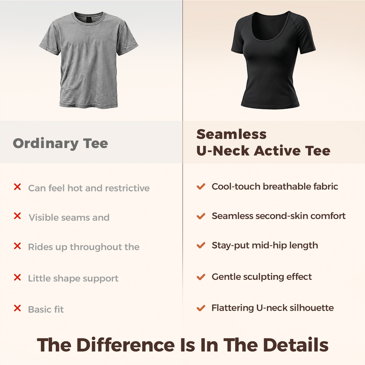 Quinn's™ Seamless U-Neck Active Tee | Cool-Touch Sculpting Workout Top