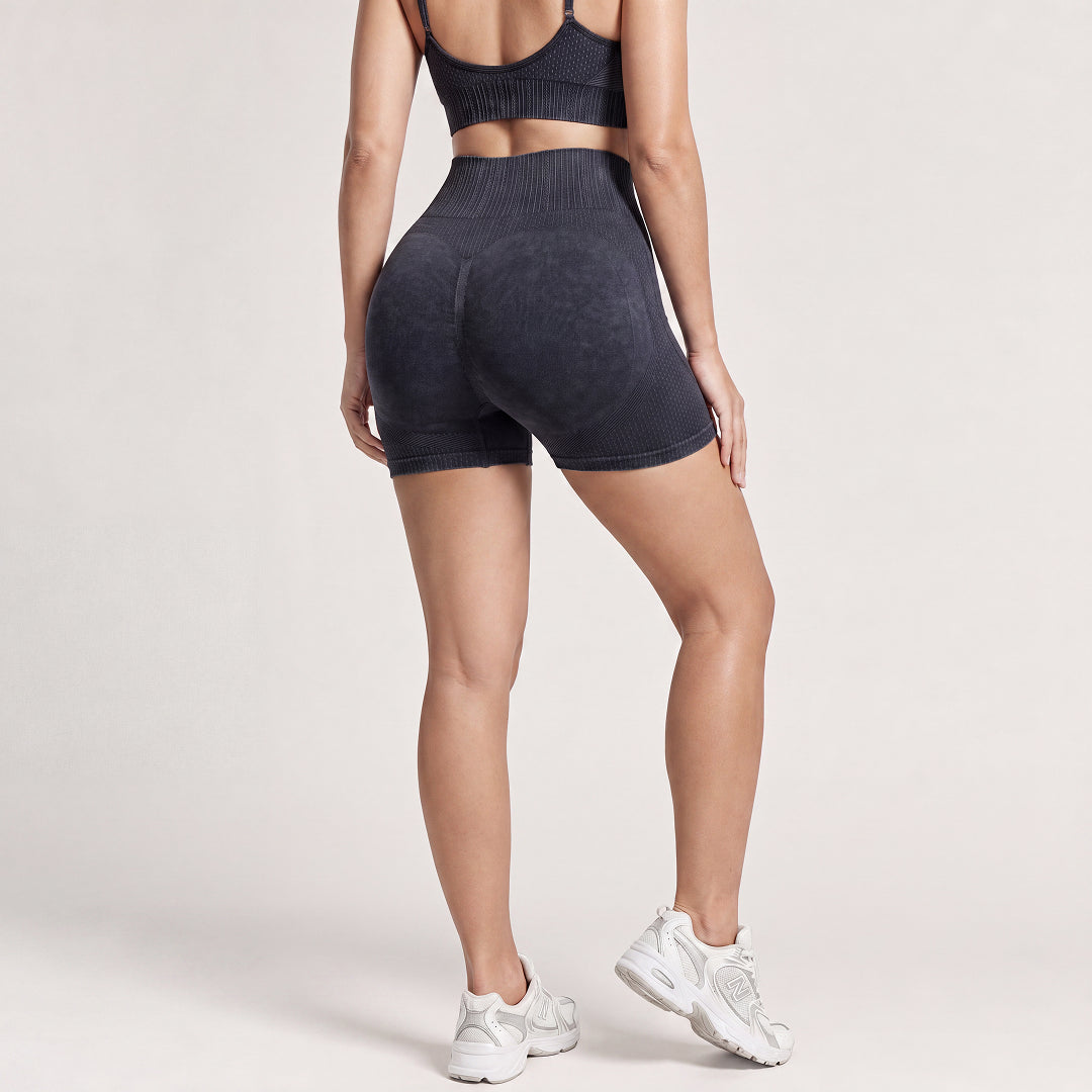 3D CelluSmooth Sand Washed Fabric High-Waisted Tummy-Control Booty Shorts | Quinn's™
