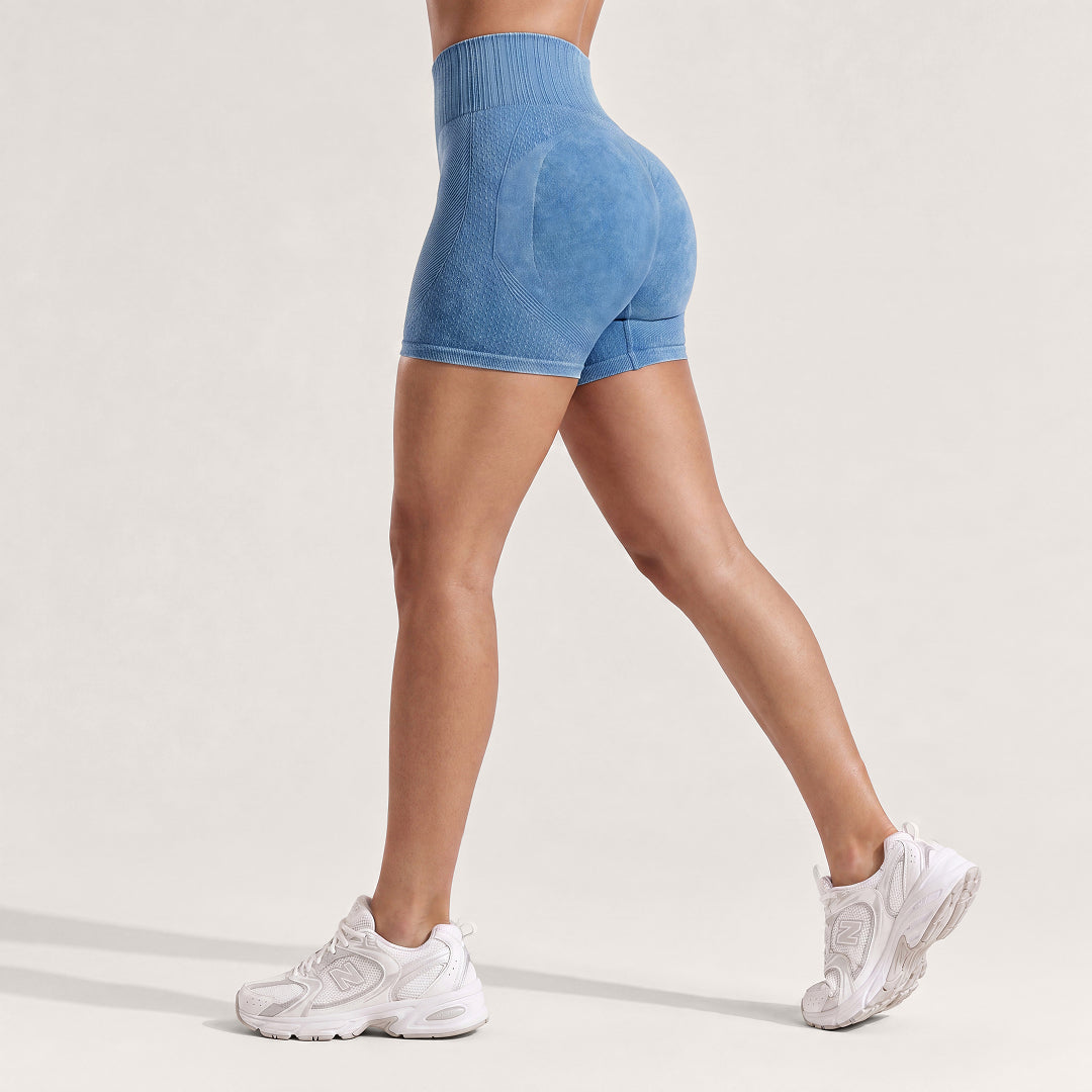 3D CelluSmooth Sand Washed Fabric High-Waisted Tummy-Control Booty Shorts | Quinn's™
